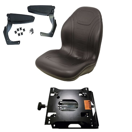 Aic Replacement Parts Black Suspension Seat fits Hustler Fits Exmark fits Scag Fits Kubota ZTR 23435-SEAT&ARMREST